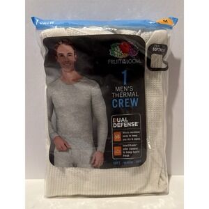 Fruit Of‎ The Loom Men's  Thermal Crew Natural Size Medium M (38-40)